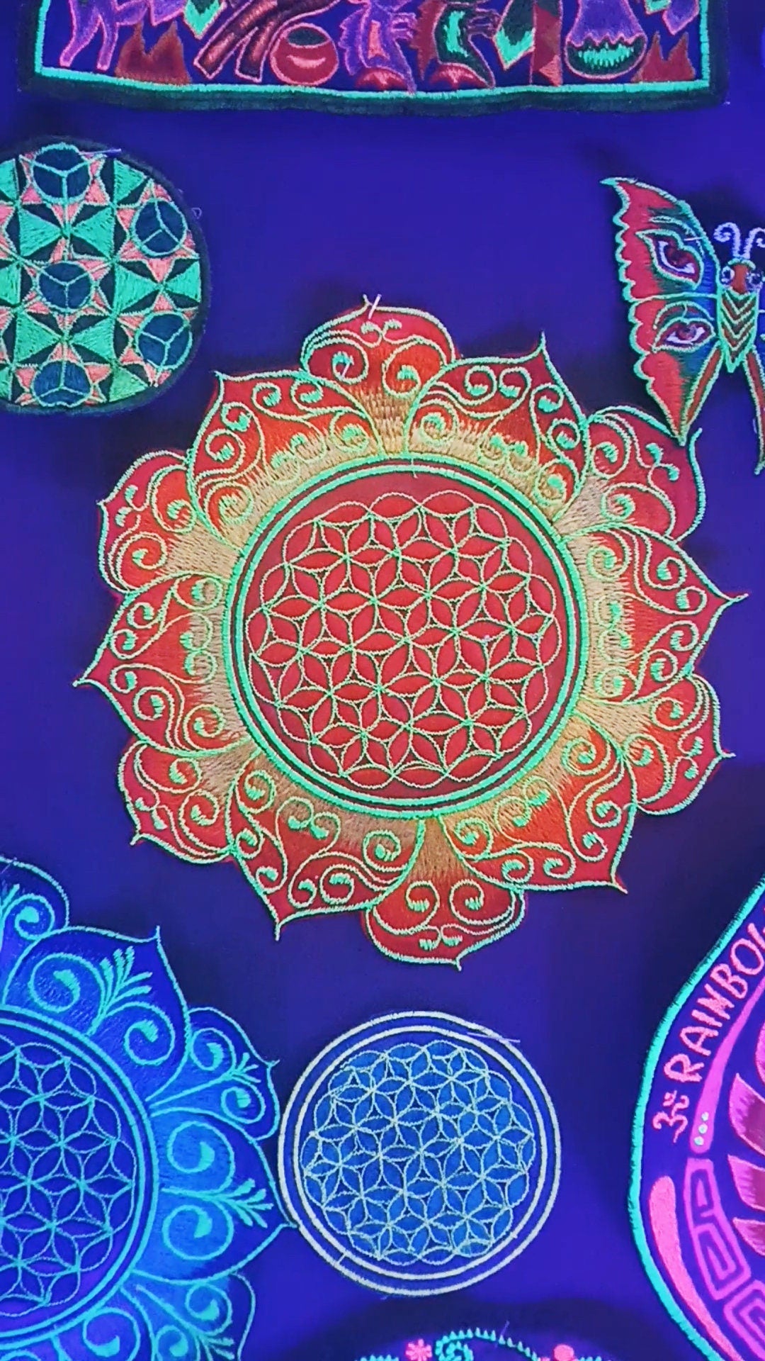 celtic Flower of Life red mandala holy geometry patch sacred art