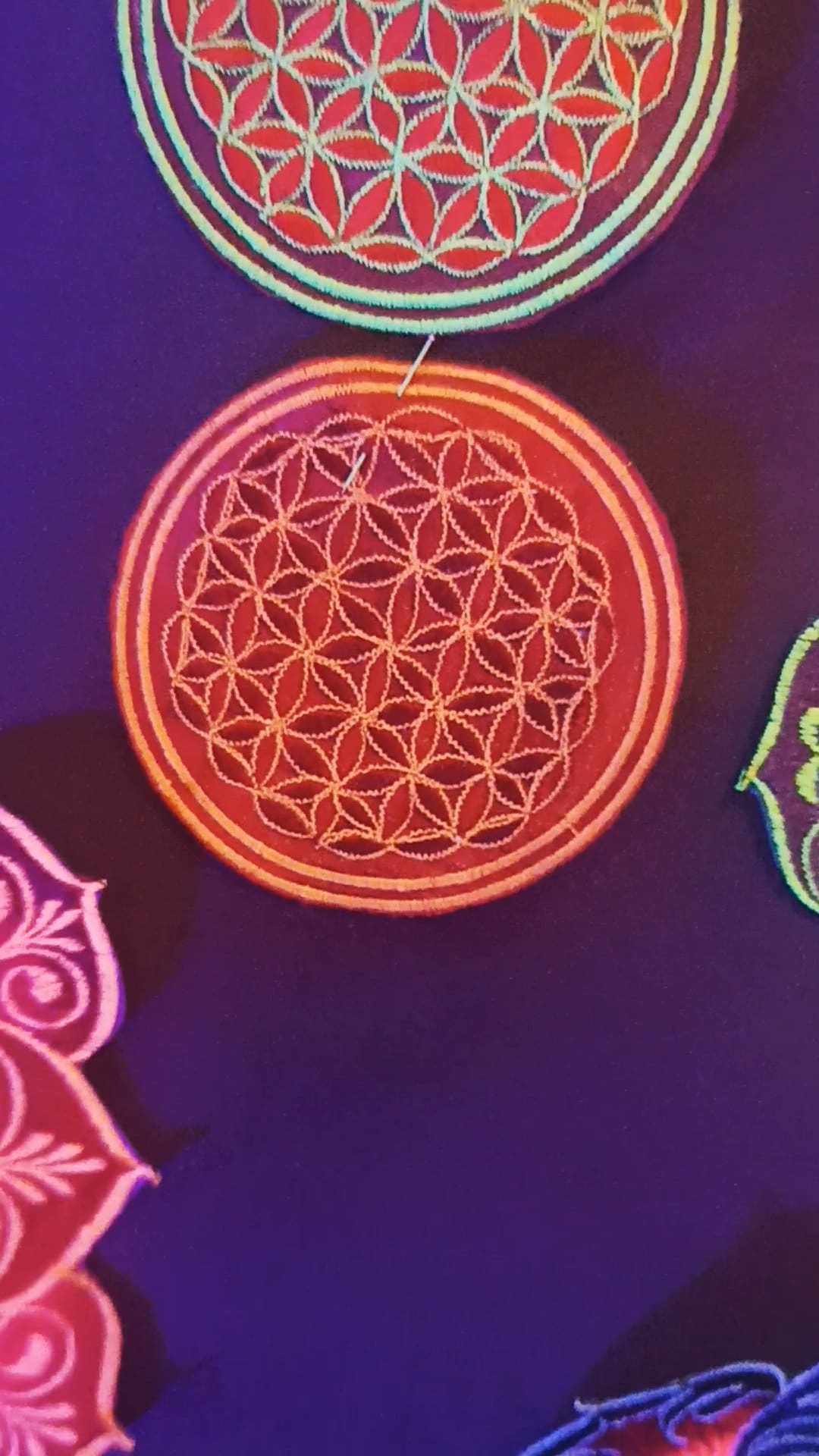 red flower of life patch small size