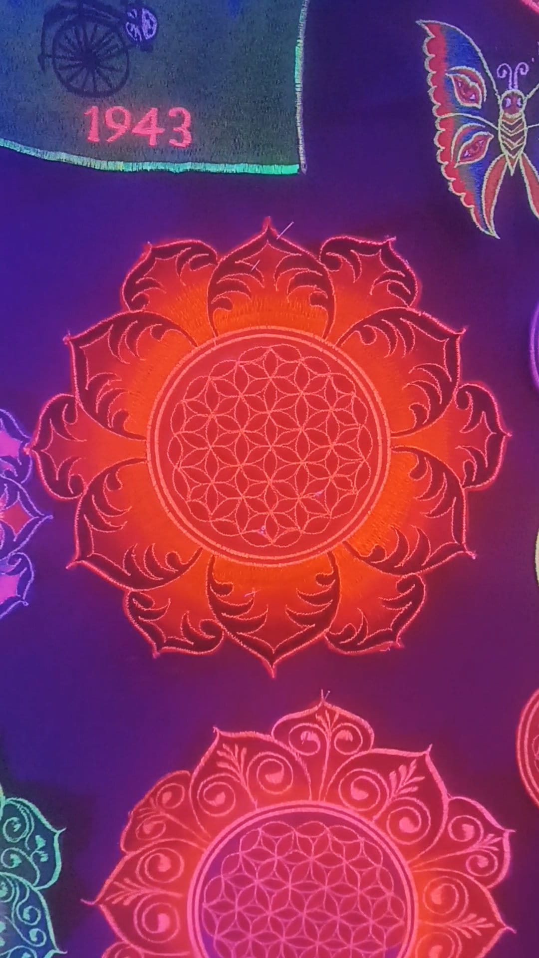 Flower of Life deepred mandala holy geometry psy patch sacred geometry esoterik yantra