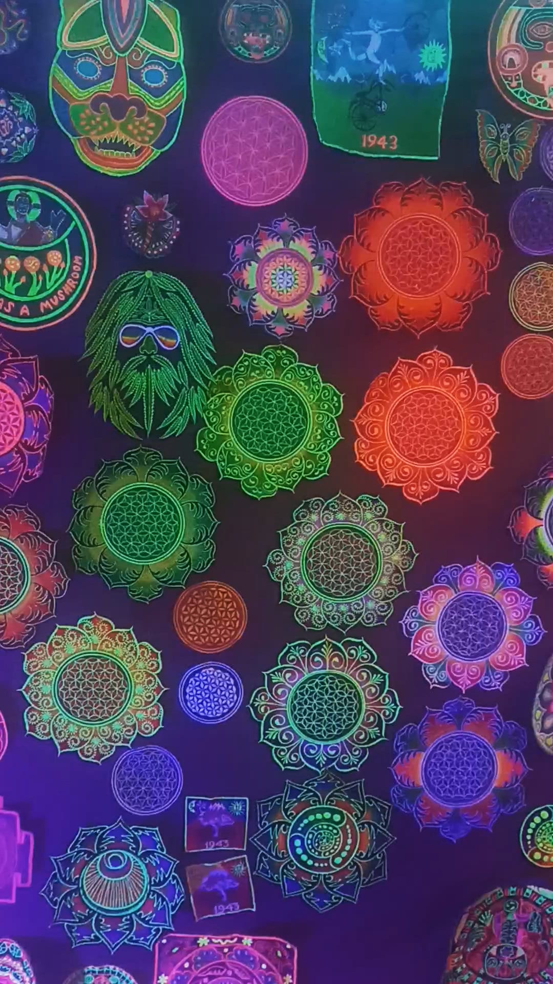 Flower of Life deepred mandala holy geometry psy patch sacred geometry esoterik yantra