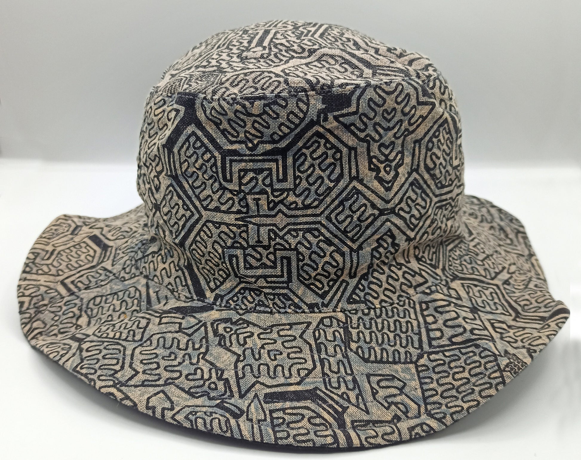 Gray Ayahuasca Hat Shipibo Conibo Patterns with secret inside pocket light and comfortable sunshine protection DMT psychedelic gear Cap
