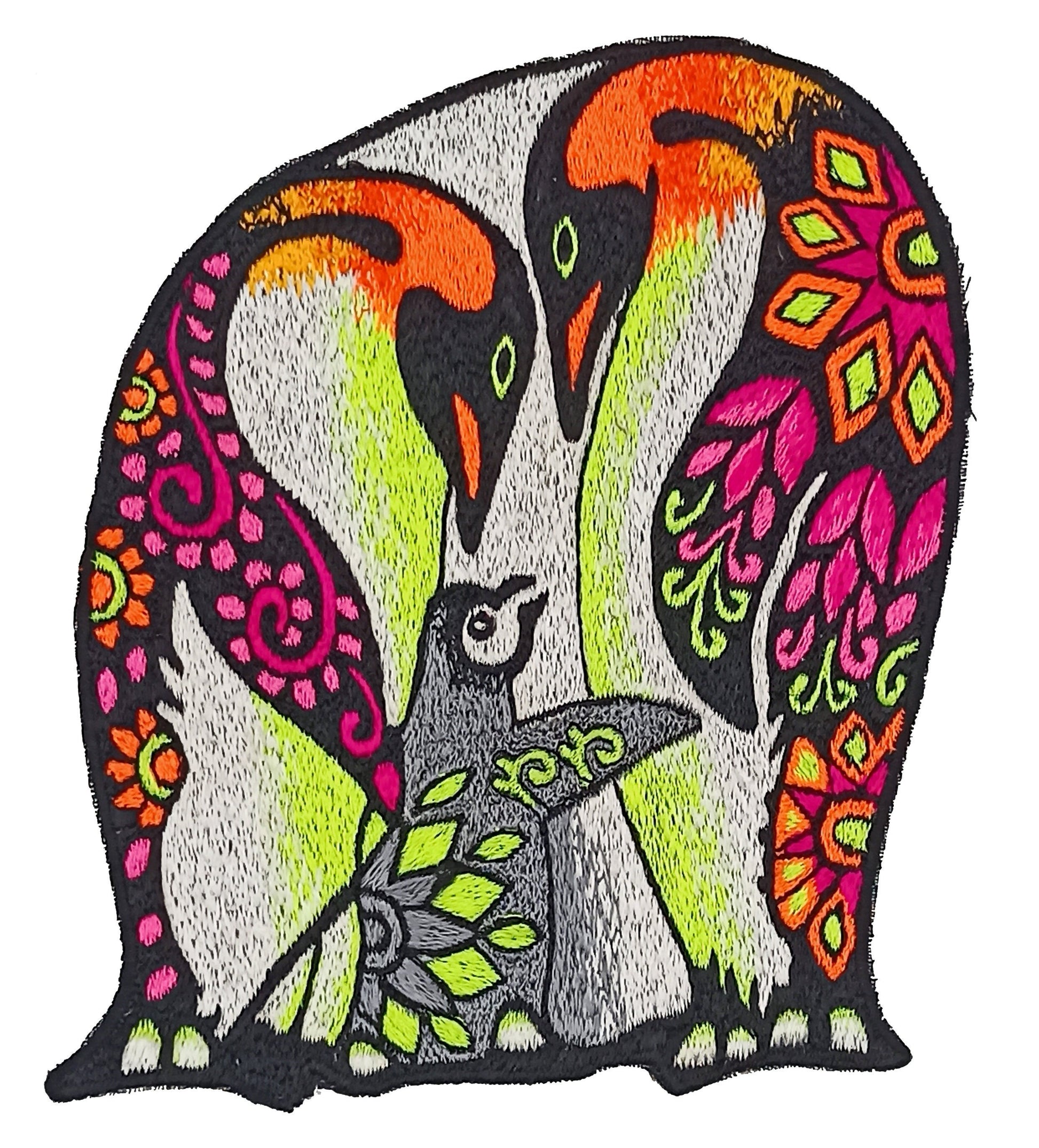 Pinguine Love Family UV Patch with blacklight glowing colors Animal Embroidery neon shining beautiful artpiece of parents loving their child