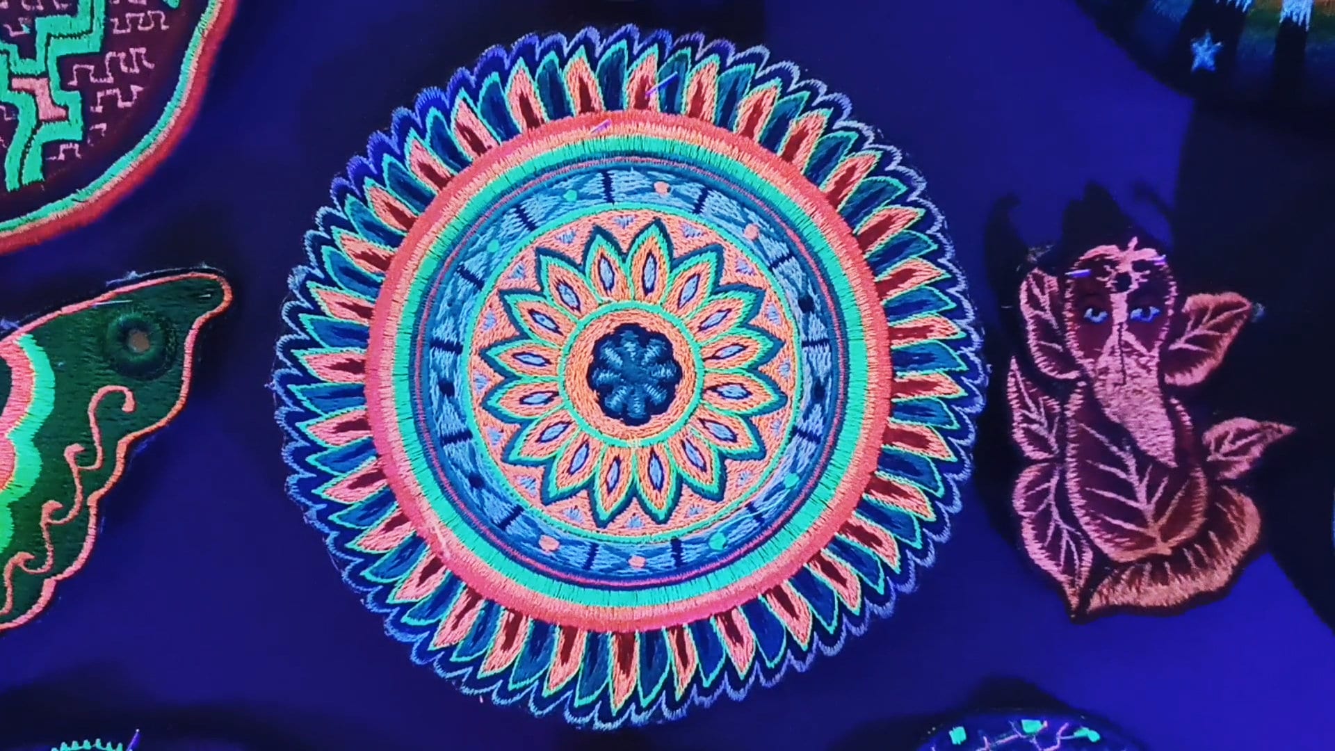 Shaman Eagles Huichol Peyote Artwork mescaline indigene art magic cactus psychedelic embroidery art