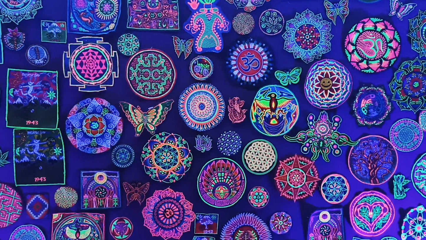 Shaman Eagles Huichol Peyote Artwork mescaline indigene art magic cactus psychedelic embroidery art