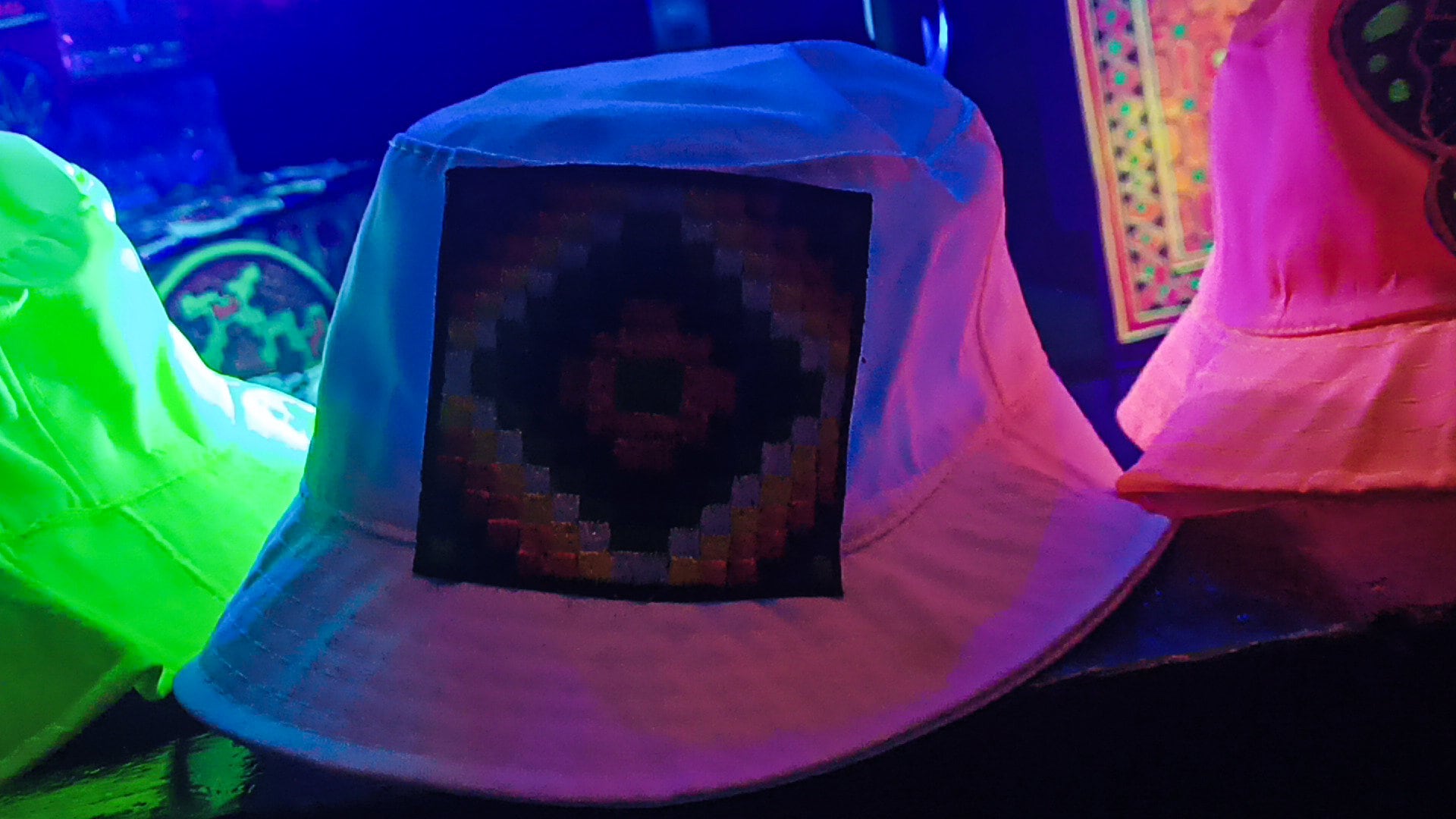 Indigene Rainbow White Fisher Hat with embroidery patch ceremony gear tribal headwear chapeau panama hat tribal topper peace and love
