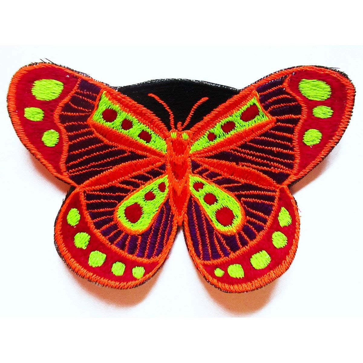 Butterfly Fisher Hat UV Orange blacklight glowing with embroidery patch psychedelic trance goatrance hippie fisherhat beautiful hippie hat