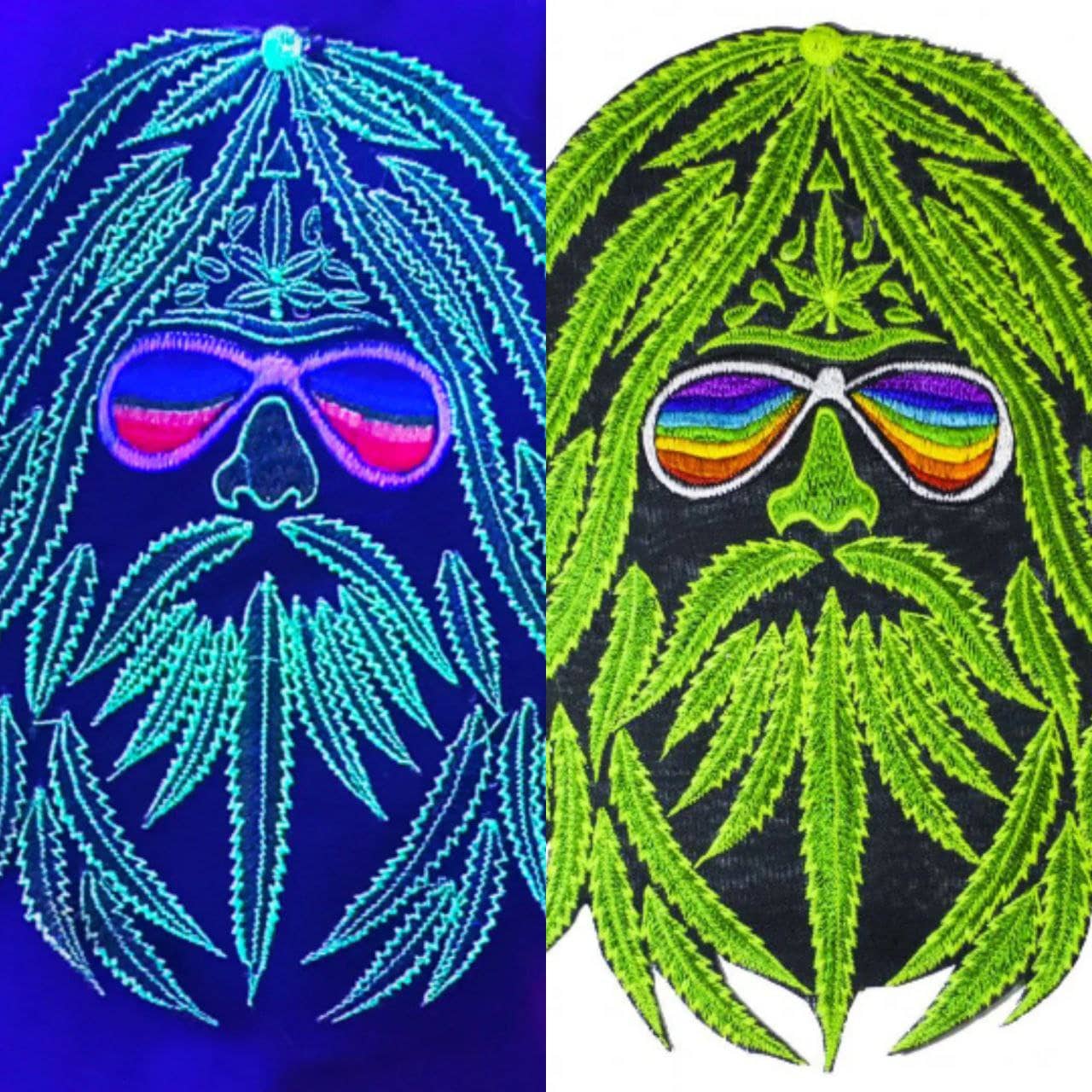Rainbow Happy Hippie Hemp Spirit Patch with Marihuana Leaves Cannabis Ganja THC Healing Medicine Garcia Kind Friendly Embroidery Rasta Patch