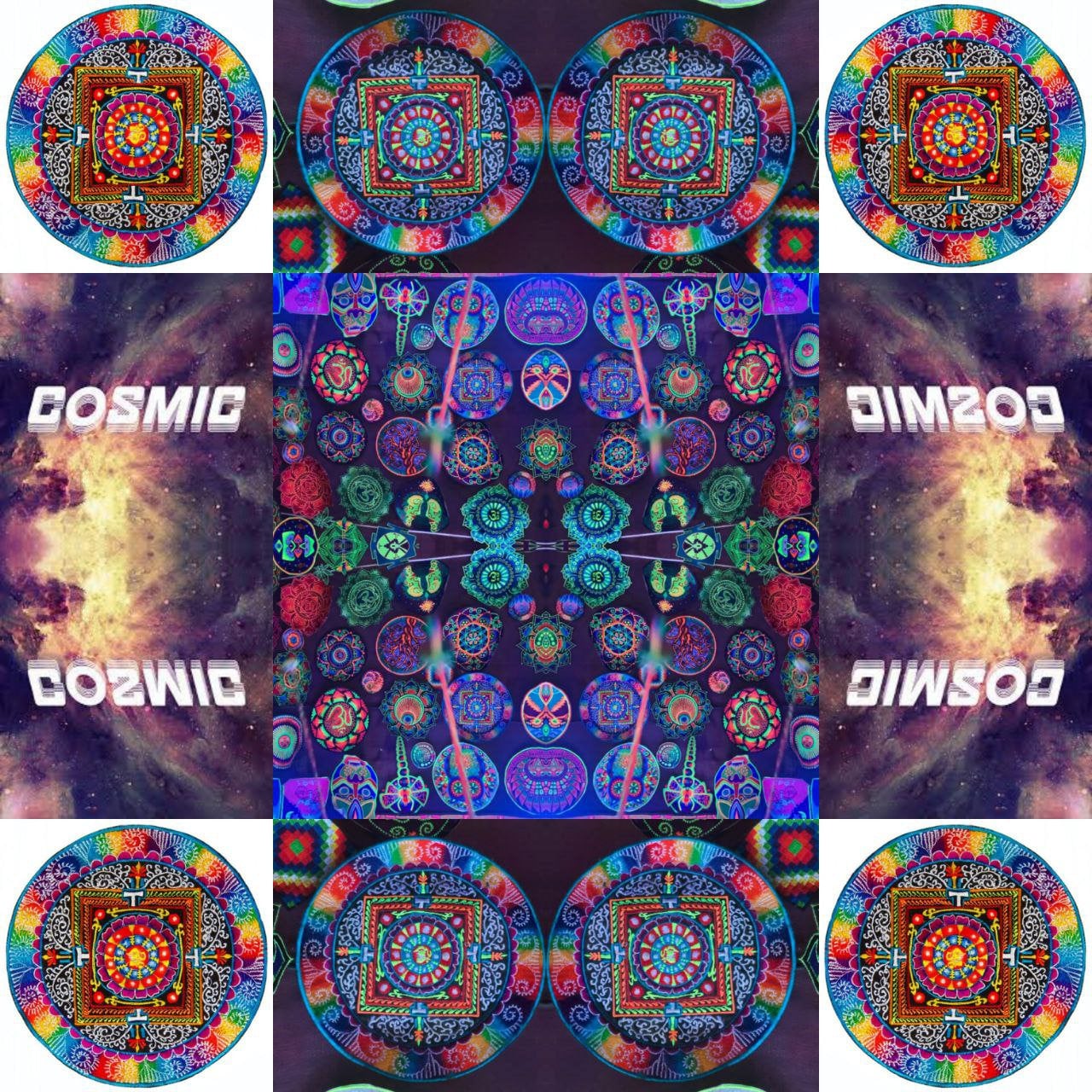 AUM Tankar Mandala Patch handmade Embroidery of Cosmic Music Goa Trance psychedelic Tankar blacklight glowing masterpiece Psytrance Art OM