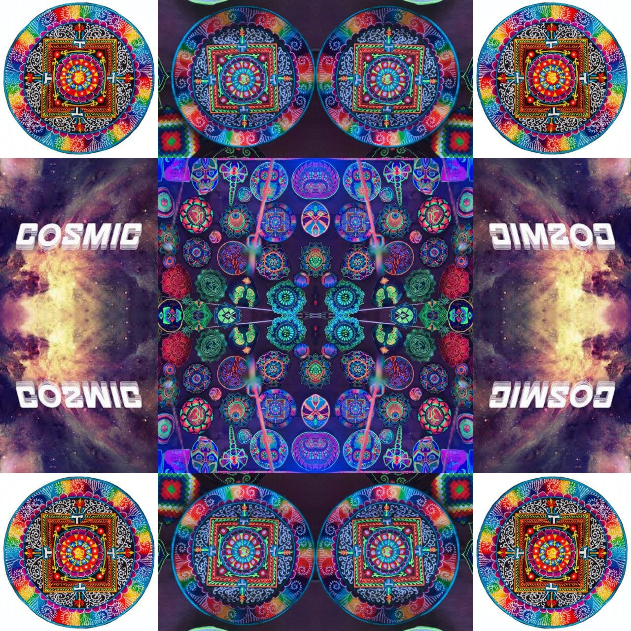 AUM Tankar Mandala Patch handmade Embroidery of Cosmic Music Goa Trance psychedelic Tankar blacklight glowing masterpiece Psytrance Art OM