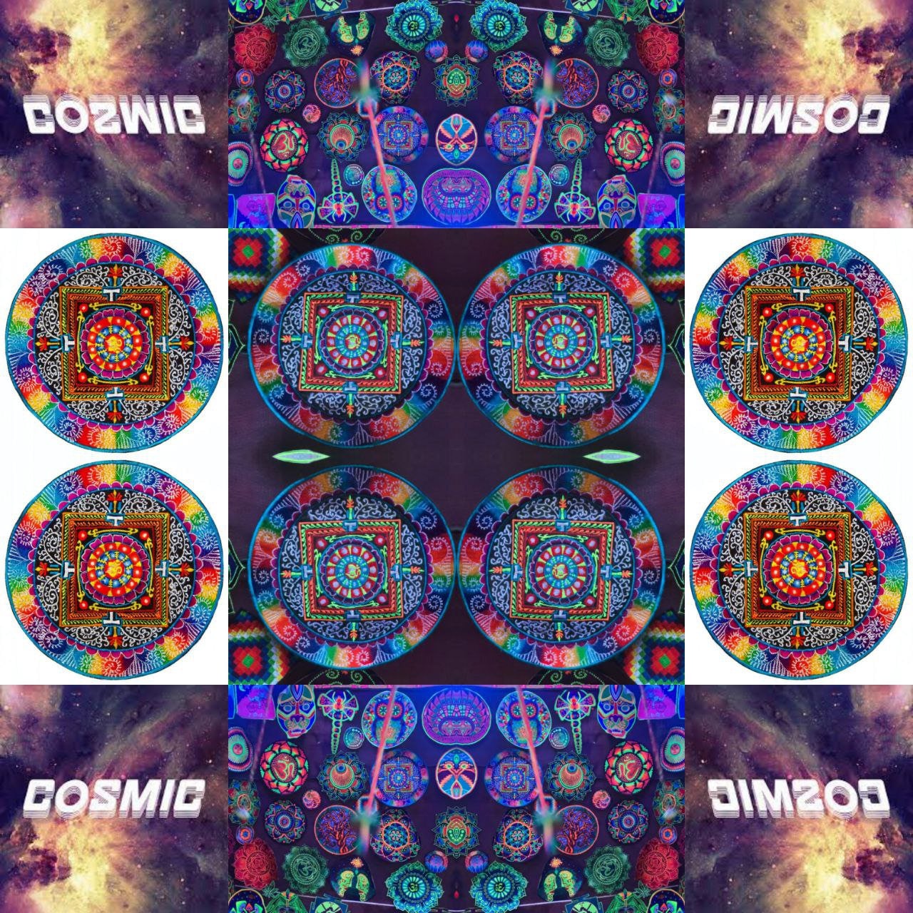AUM Tankar Mandala Patch handmade Embroidery of Cosmic Music Goa Trance psychedelic Tankar blacklight glowing masterpiece Psytrance Art OM