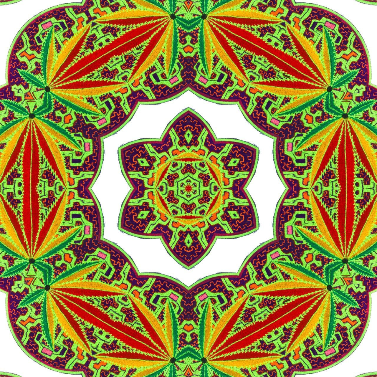 Santa Maria Ayahuasca Patch Marihuana Cannabis handmade embroidery 7.5 inch