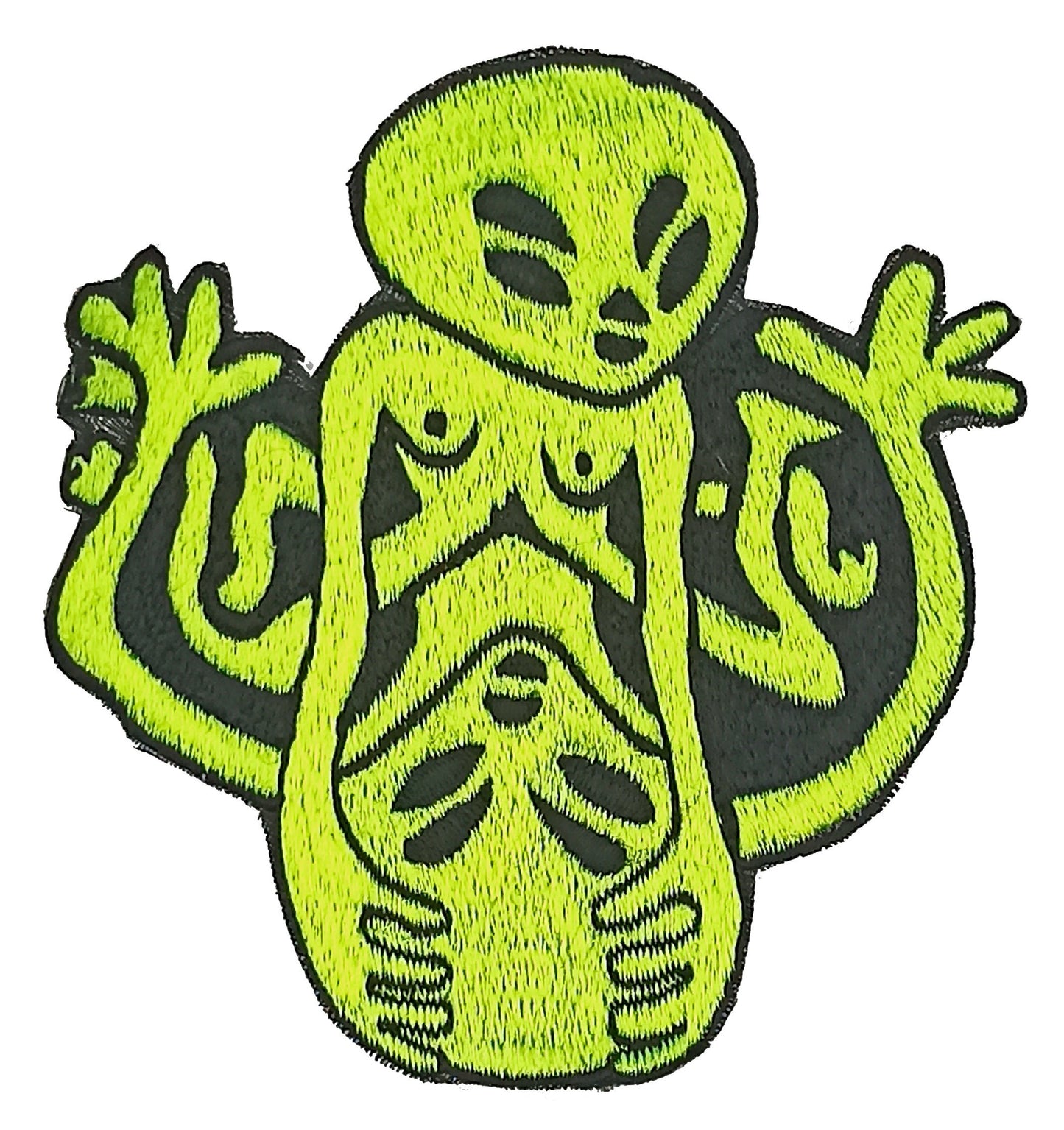 Alien Sex Patch blacklight glowing embroidery - 3.5 inches - UV shining psychedelic Psytrance Extraterrestrial Love is Fun Goa Trance Party