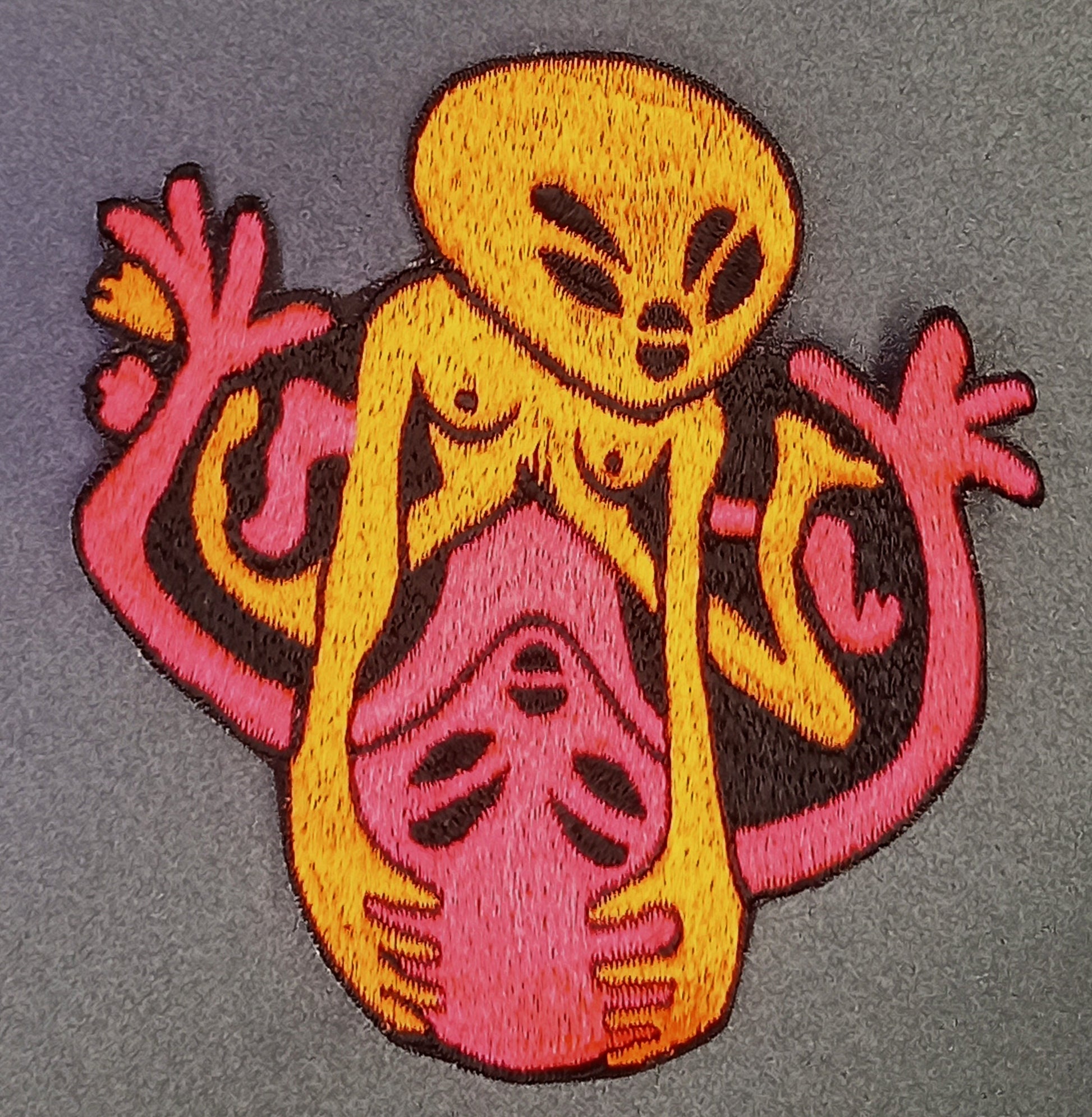 Alien Sex Patch blacklight glowing embroidery - 3.5 inches - UV shining psychedelic Psytrance Extraterrestrial Love is Fun Goa Trance Party