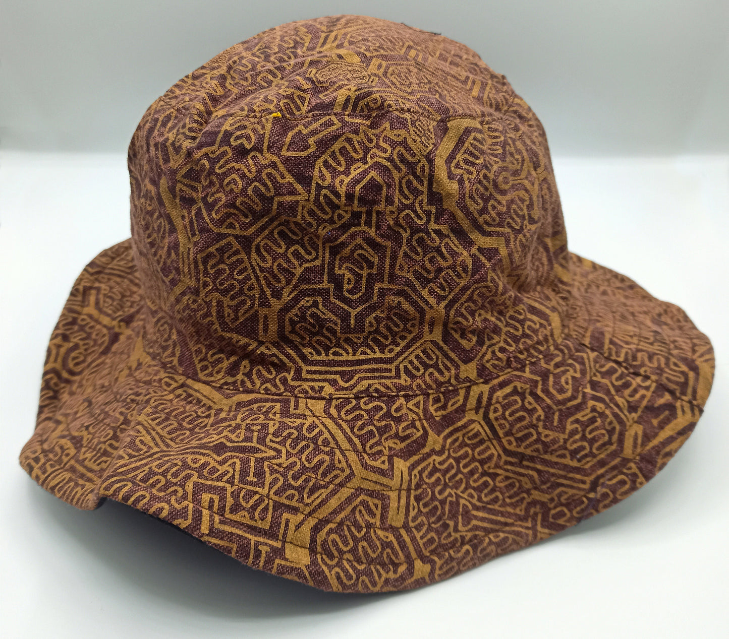 Brown Ayahuasca Hat Shipibo Conibo Patterns with secret inside pocket light and comfortable sunshine protection DMT psychedelic gear Cap