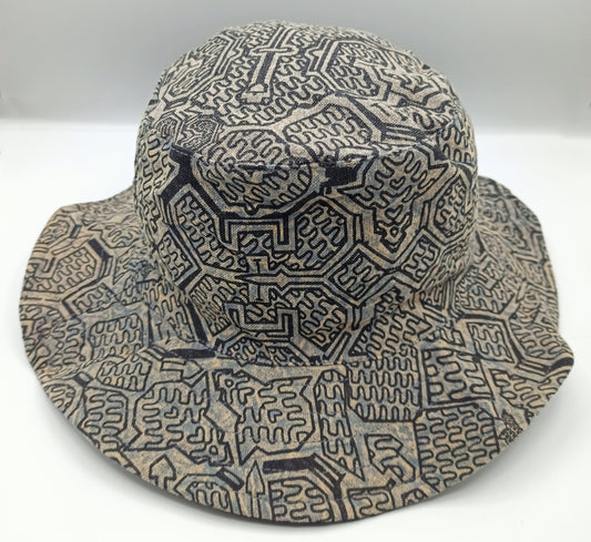 Gray Ayahuasca Hat Shipibo Conibo Patterns with secret inside pocket light and comfortable sunshine protection DMT psychedelic gear Cap