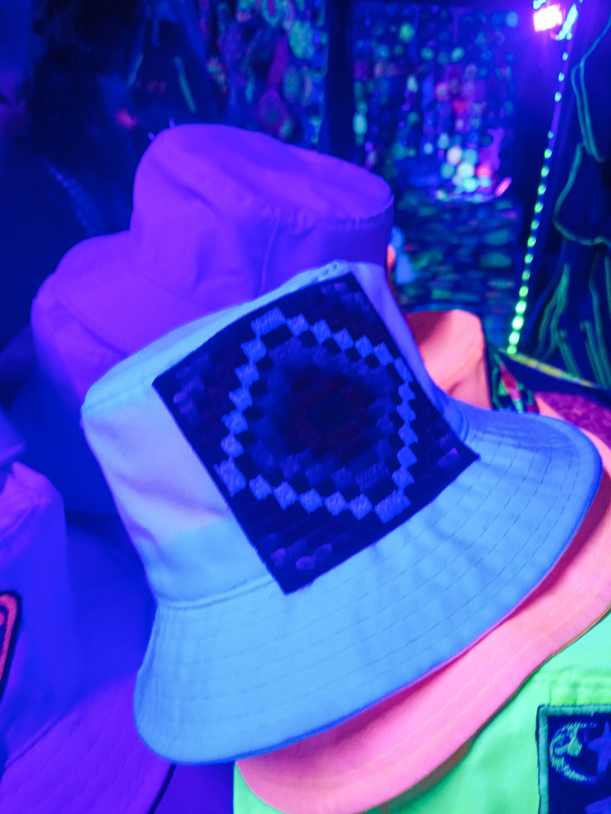 Indigene Rainbow White Fisher Hat with embroidery patch ceremony gear tribal headwear chapeau panama hat tribal topper peace and love