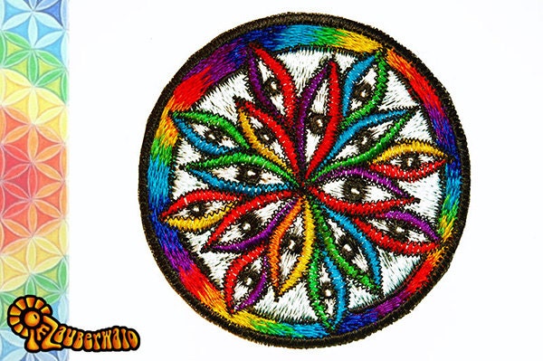 1000 eyes medium patch - goa trance - hippie - visionary art