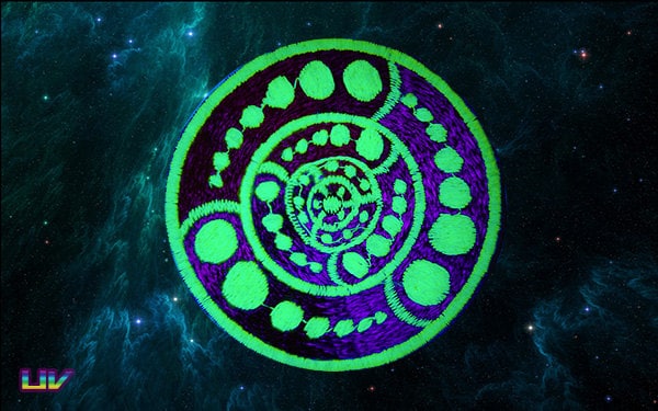 attributes crop circle medium patch - alien art - blacklight - glowing colours - free energy machine design