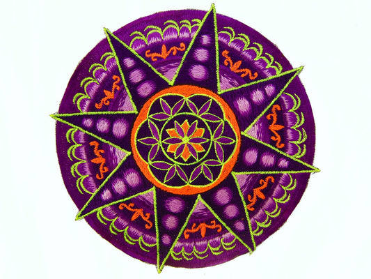 Seed of Life purple star holy geometry patch sacred art