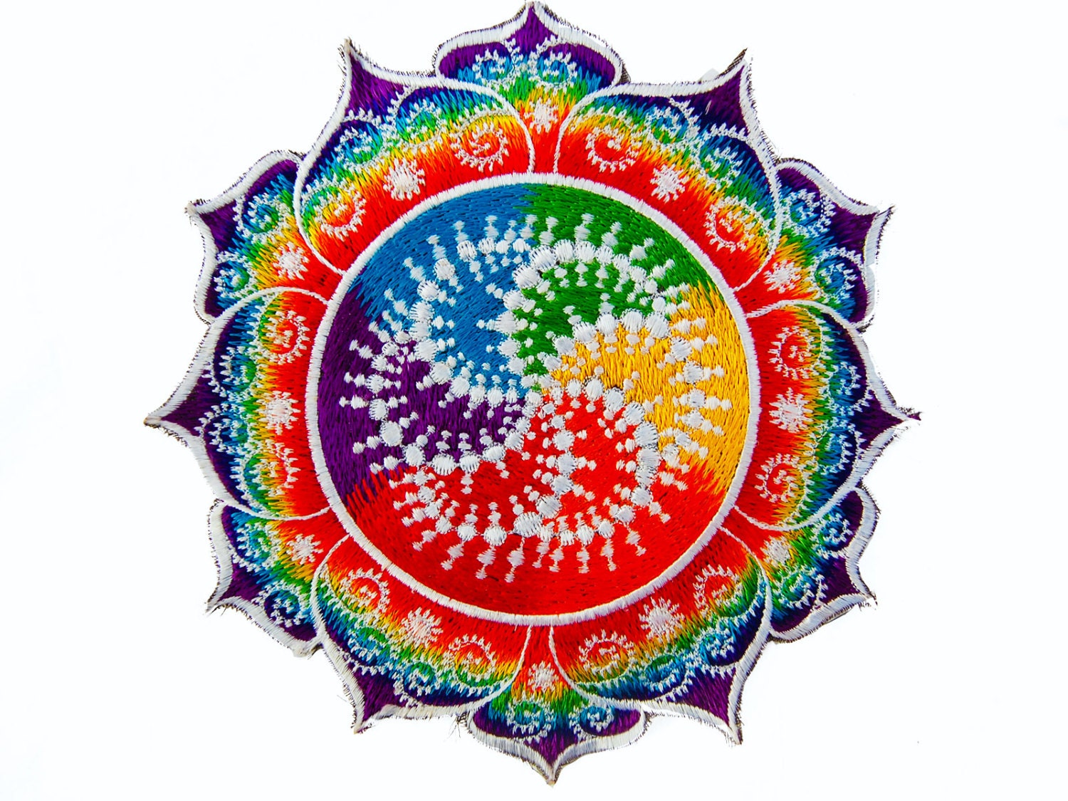 Crop Circle Patch Milk Hill Rainbow Fractal Mandala blacklight glowing patch infinite Beauty Extraterrestrial Art Sacred Geometry Goa Trance