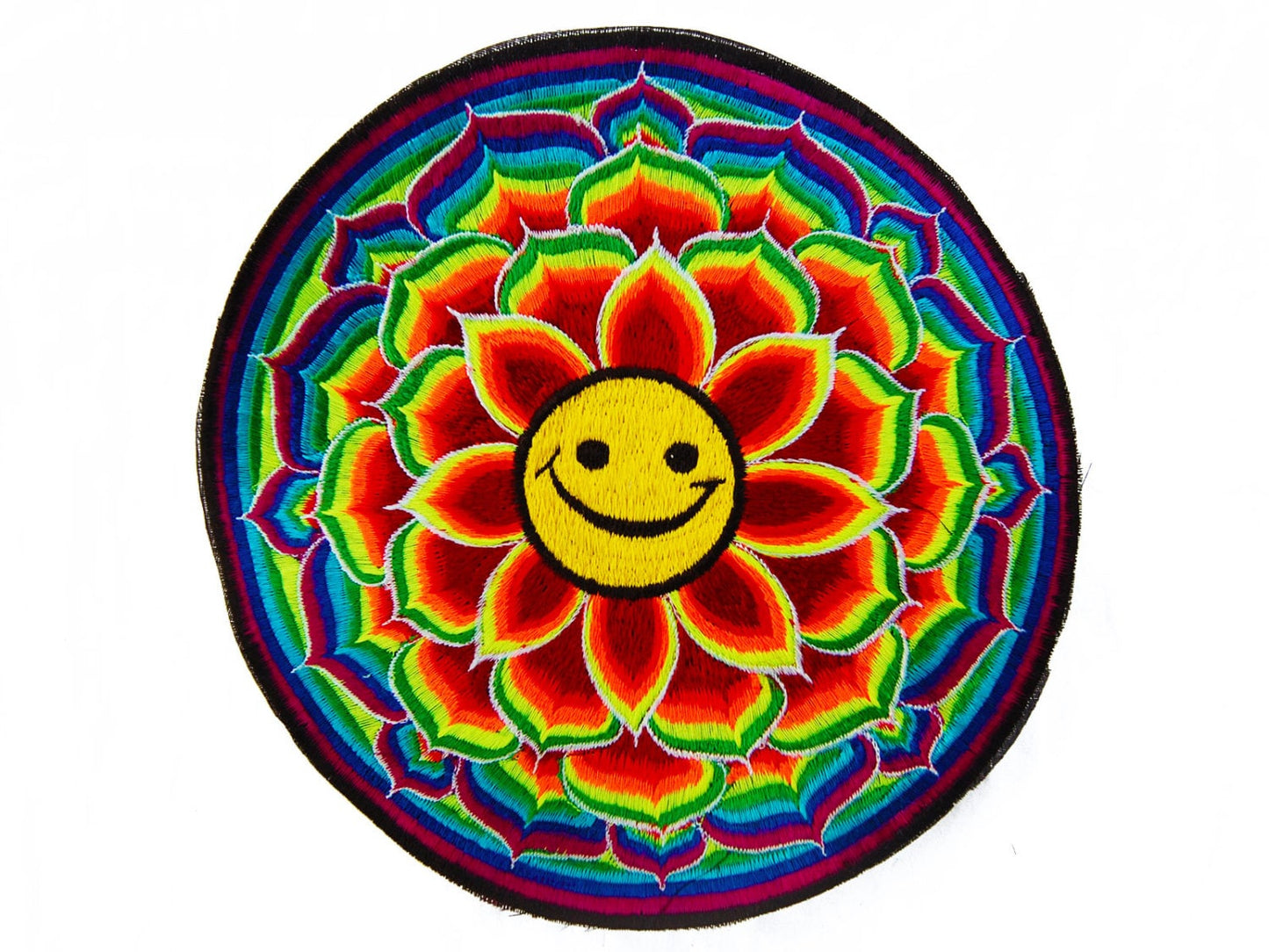 Happy Patch Lotus Mandala Smile Rainbow Yantra embroidery art