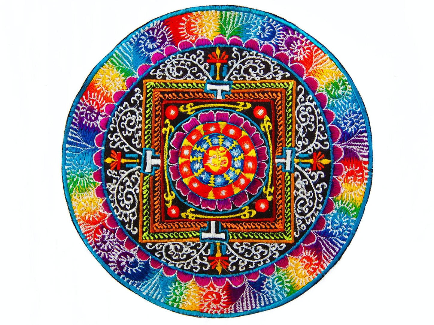 AUM Tankar Mandala Patch handmade Embroidery of Cosmic Music Goa Trance psychedelic Tankar blacklight glowing masterpiece Psytrance Art OM