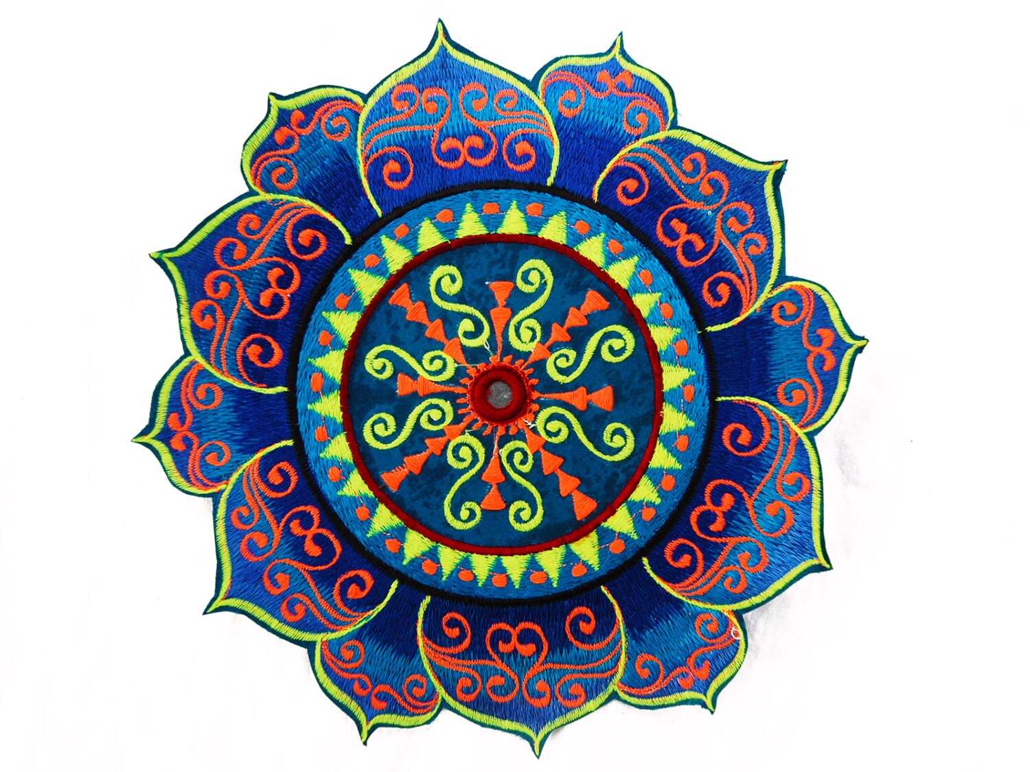 blue mirror mandala patch