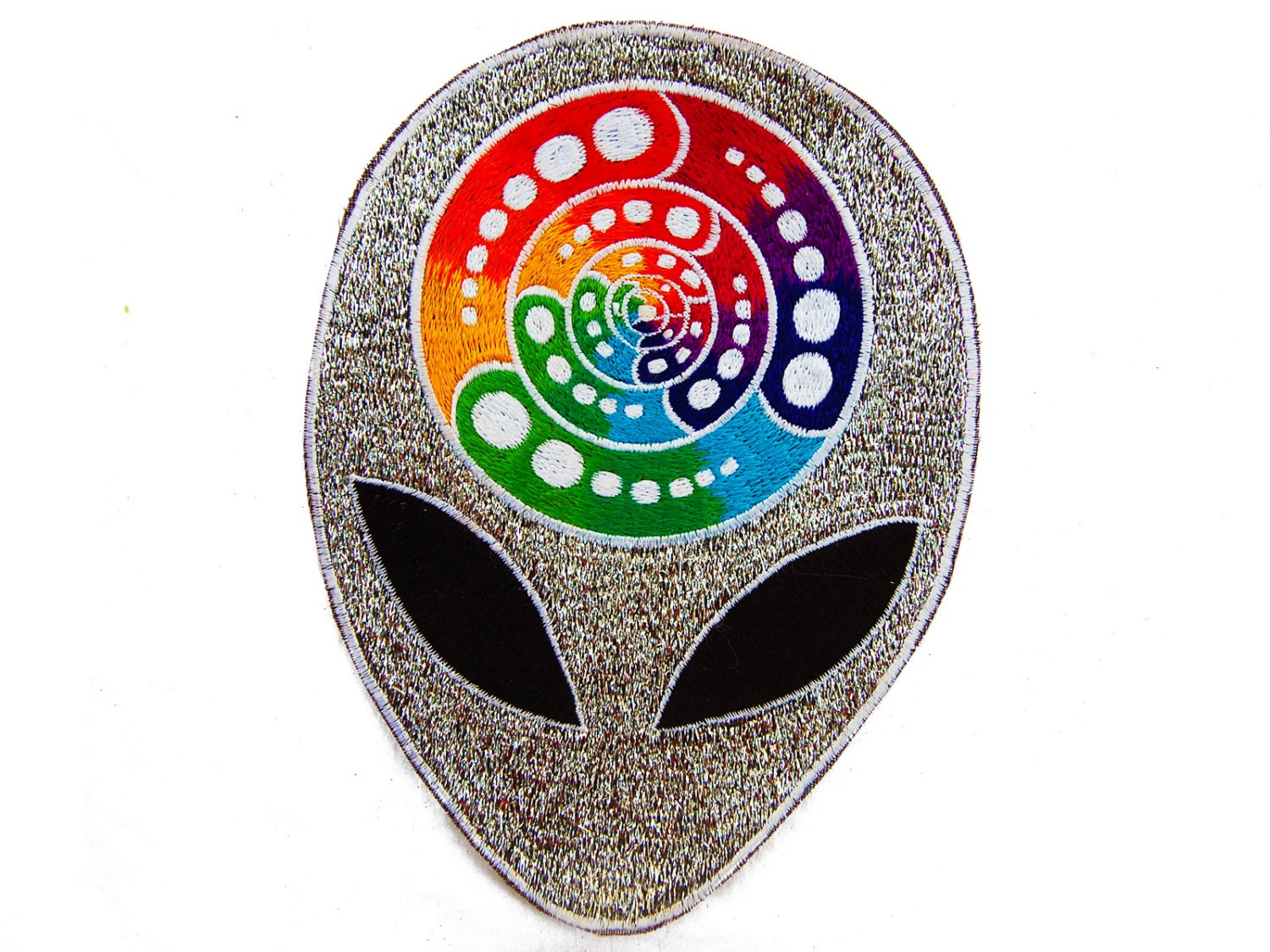 Silver Shining Alien Crop Circle embroidery Patch Attributes free energy sacred geometry from space holy patterns consciousness expanding ET