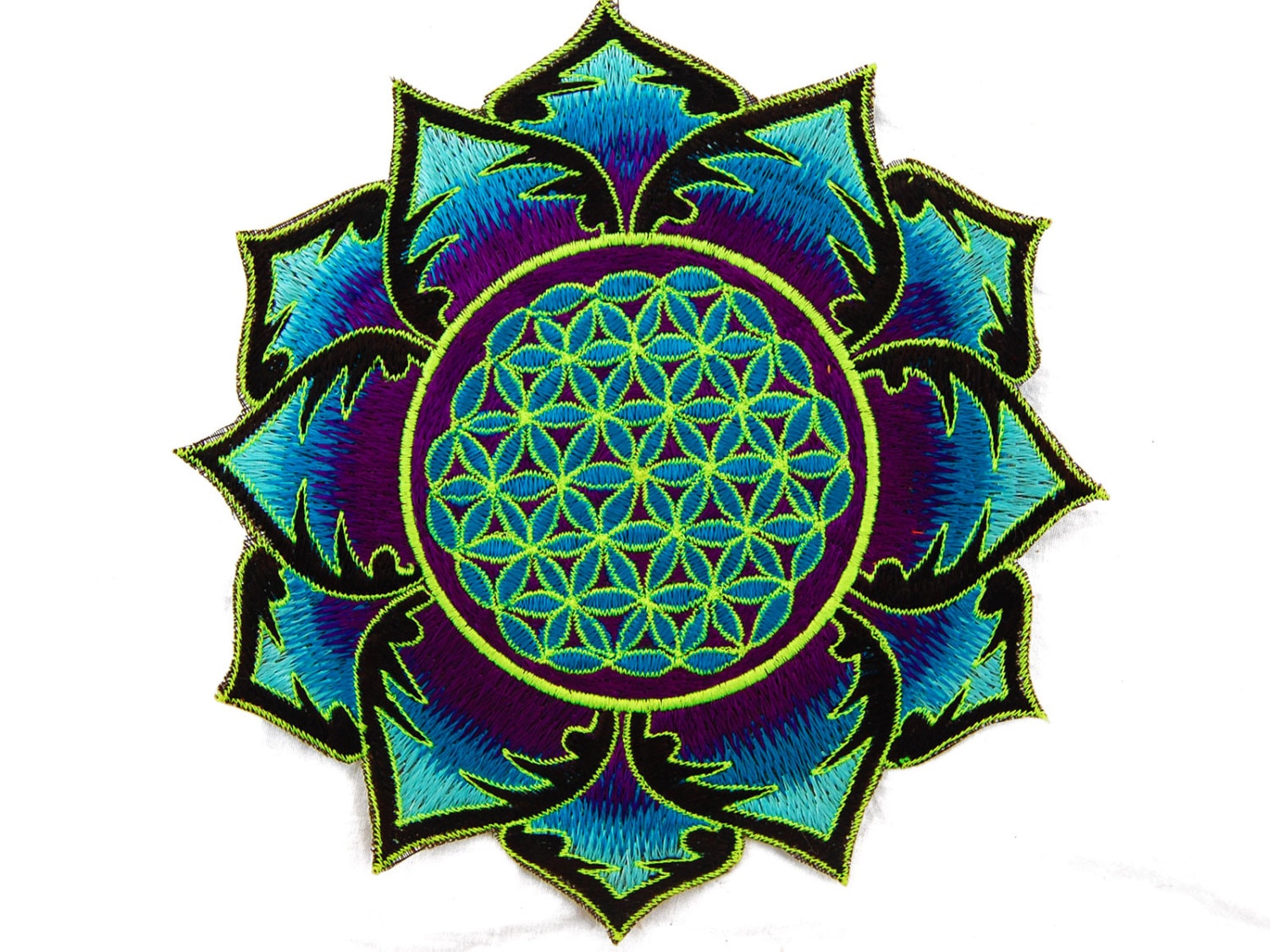 Flower of Life blue mandala holy geometry patch sacred art