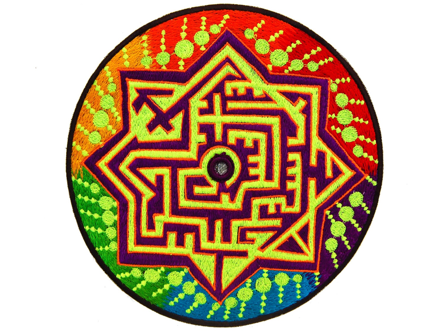 Mirror Labyrinth Patch blacklight active rainbow fractal