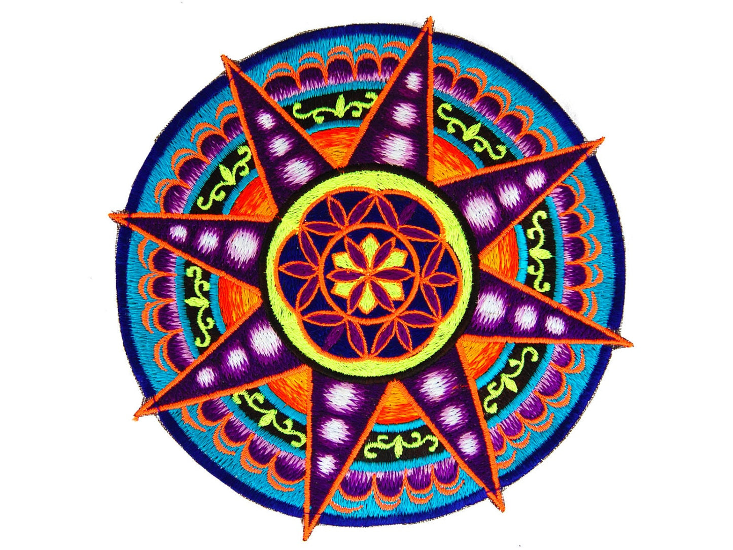 Seed of Life star holy geometry patch sacred art blacklight glowing embroidery art