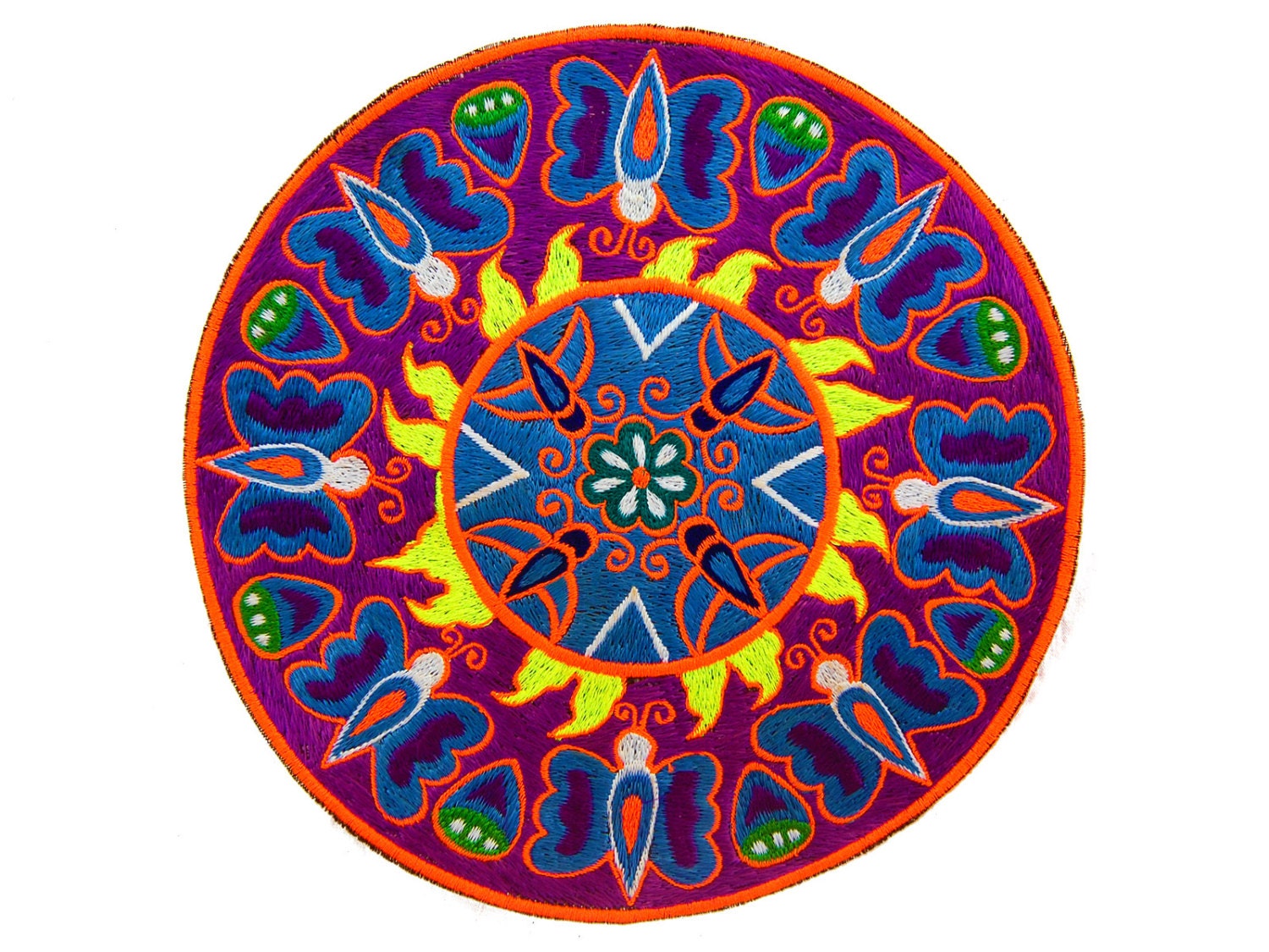 Butterfly Huichol Mandala Patch