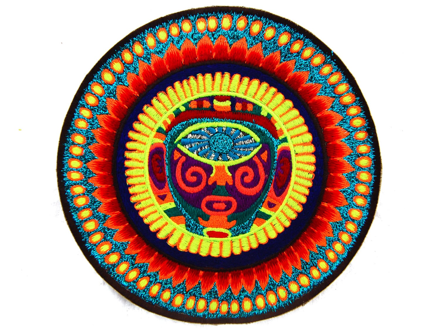 Sun Ra Patch Psychedelic Glitter Consciousness Oneness Eye Embroidery Patch Psytrance Goatrance Blacklight Glowing Art