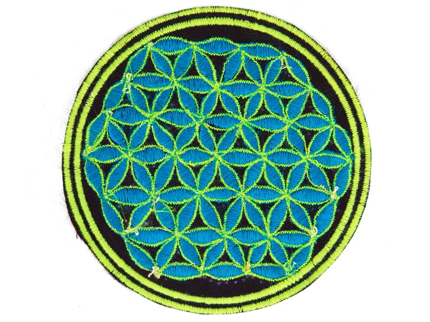 blue flower of life patch medium size healing geometry sacred art