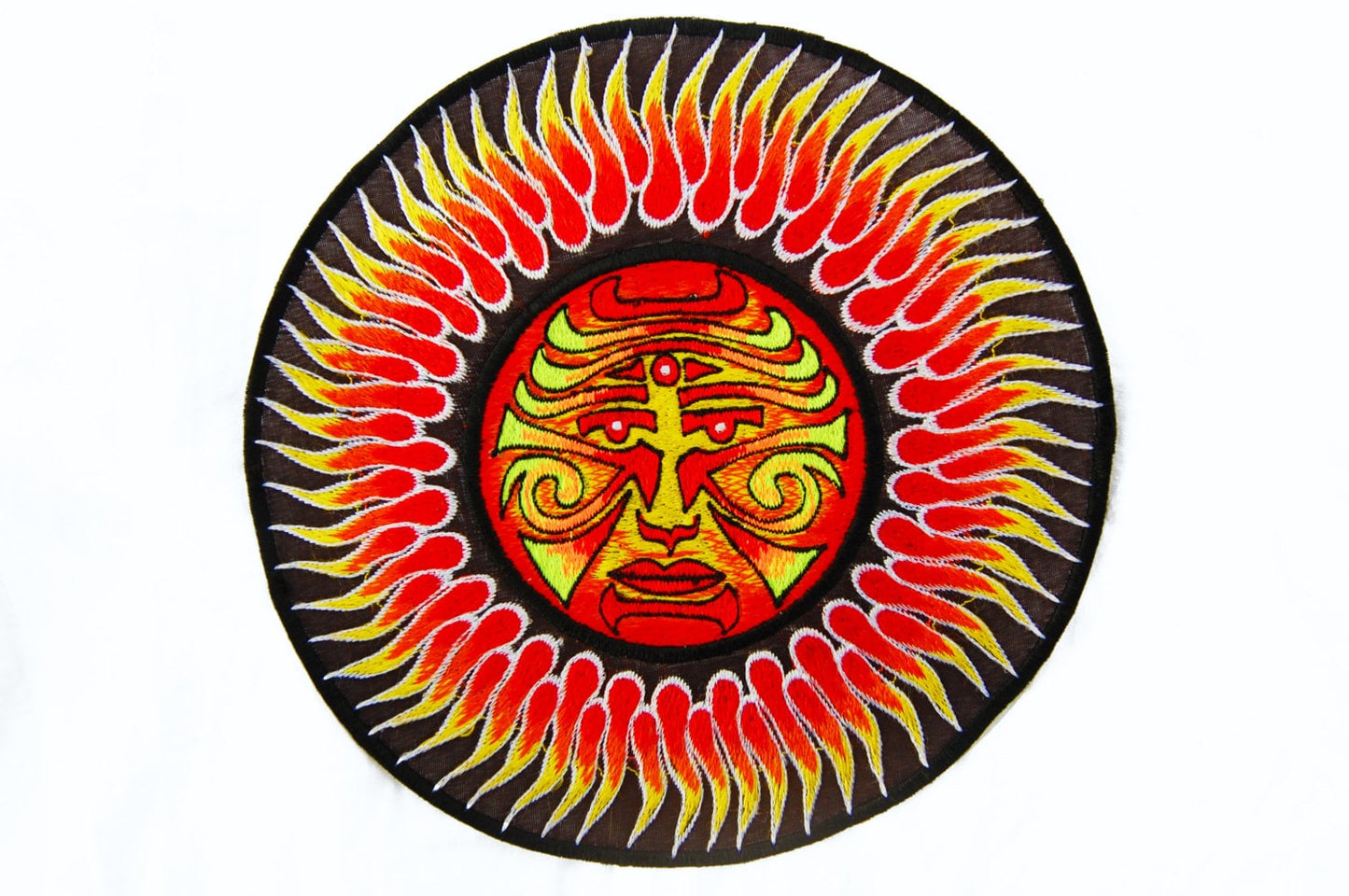 Sun Face Mandala Patch blacklight active