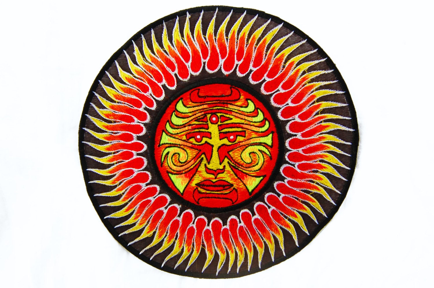 Sun Face Mandala Patch blacklight active
