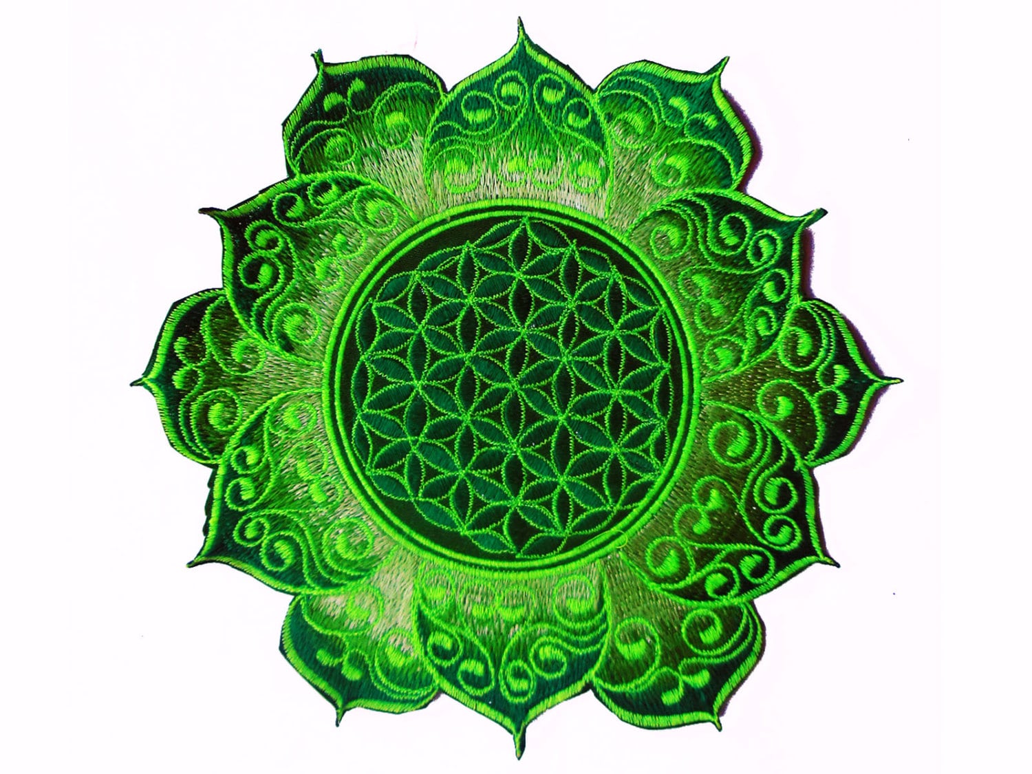 celtic Flower of Life green mandala holy geometry patch sacred art
