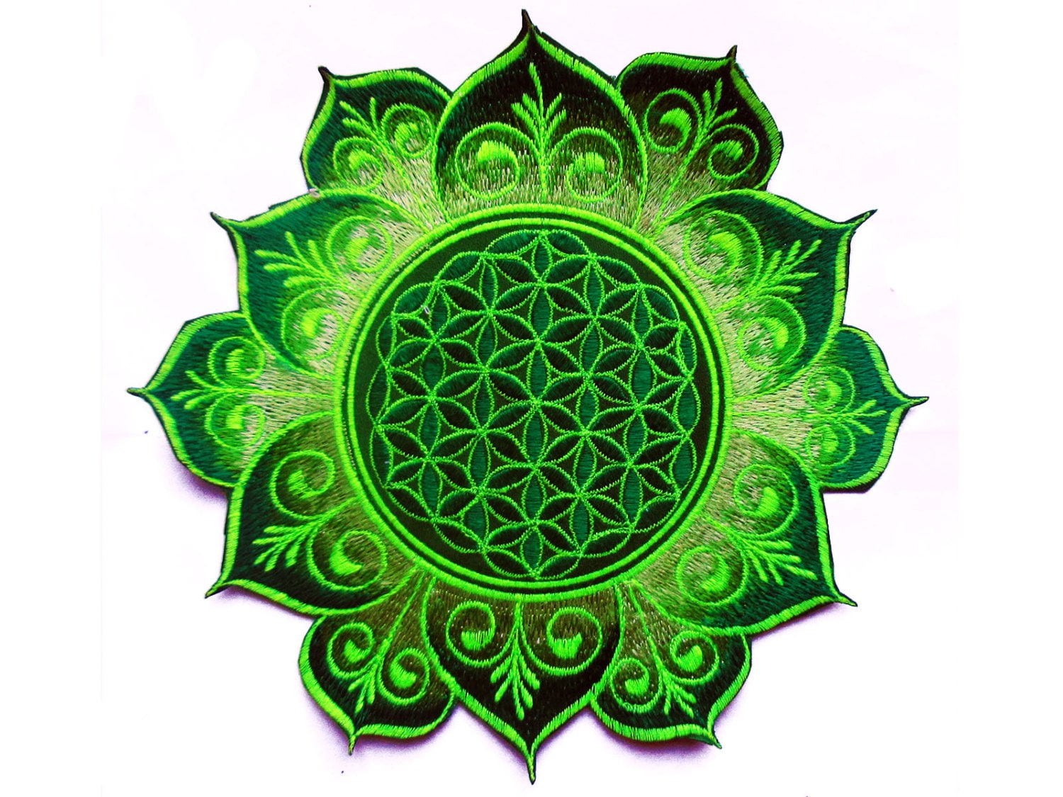 Flower of Life green flower mandala holy geometry patch sacred art