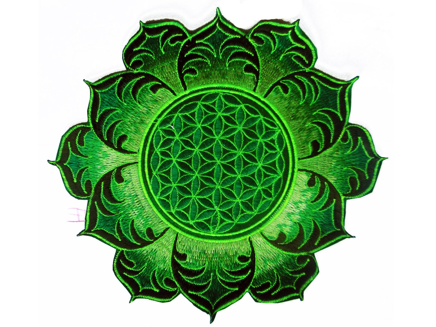 Flower of Life green mandala holy geometry patch sacred art