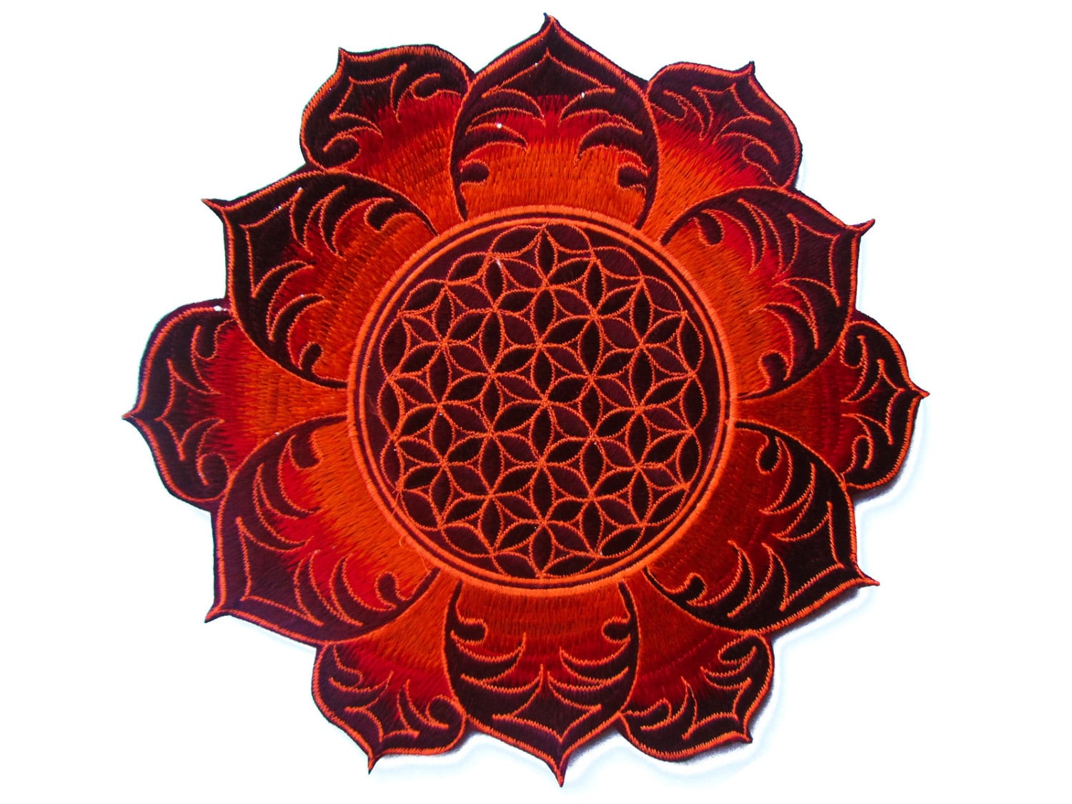 Flower of Life deepred mandala holy geometry psy patch sacred geometry esoterik yantra