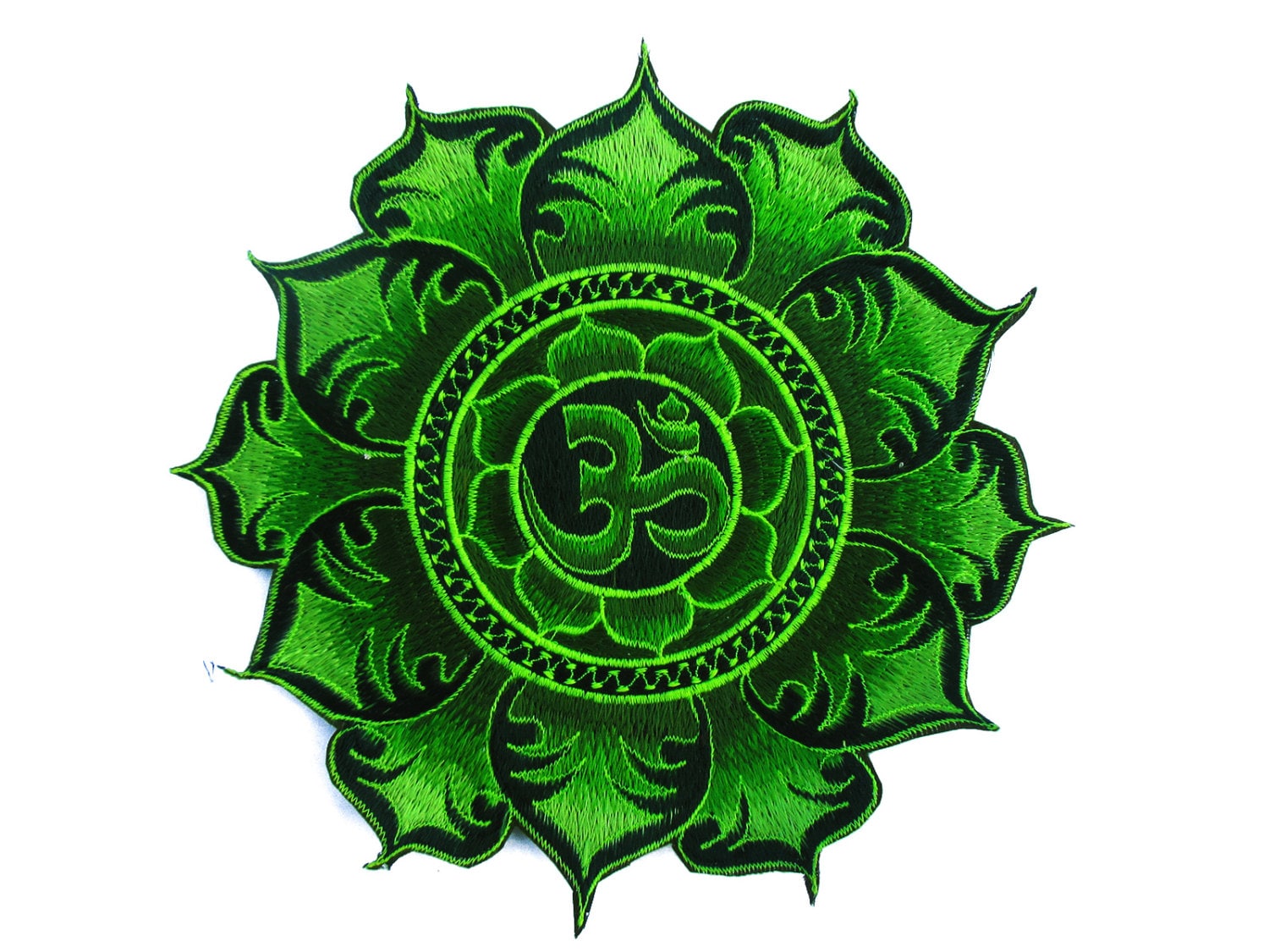 Green Aum Mandala Patch Cosmic Music Goa Trance Festival OM oldschool psytrance yantra