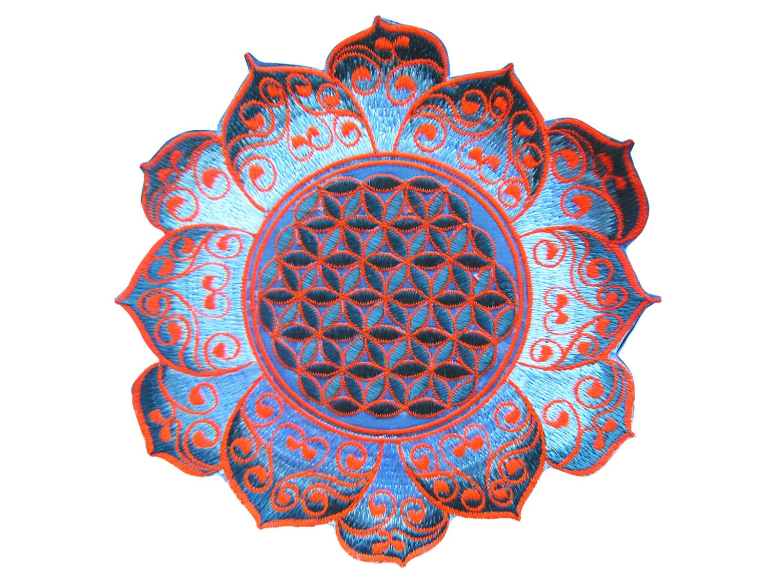 Flower of Life white celtic mandala holy geometry psy patch drunvalo melchizedek
