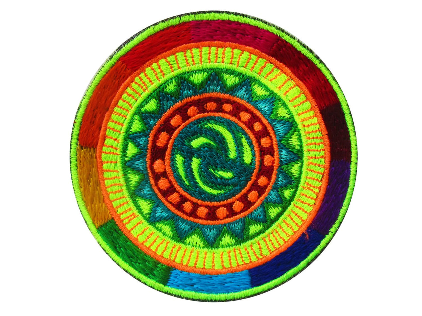 huichol sun patch - indigene rainbow peyote artwork
