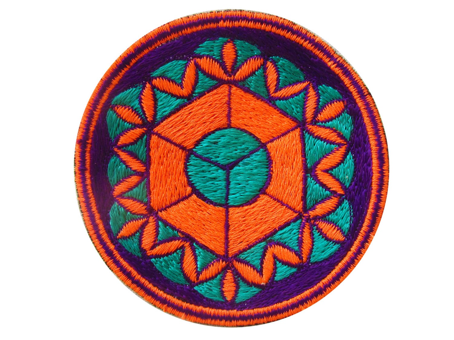 sacred geometry - medium patch - element earth flower of life blacklight hexaedon