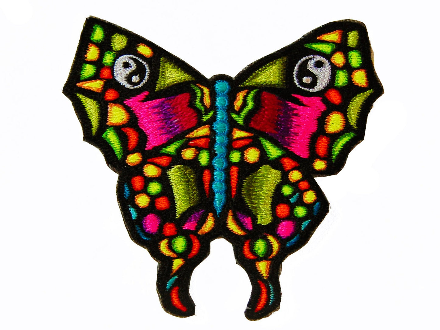 ying yang butterfly patch medium size blacklight active goa hippie