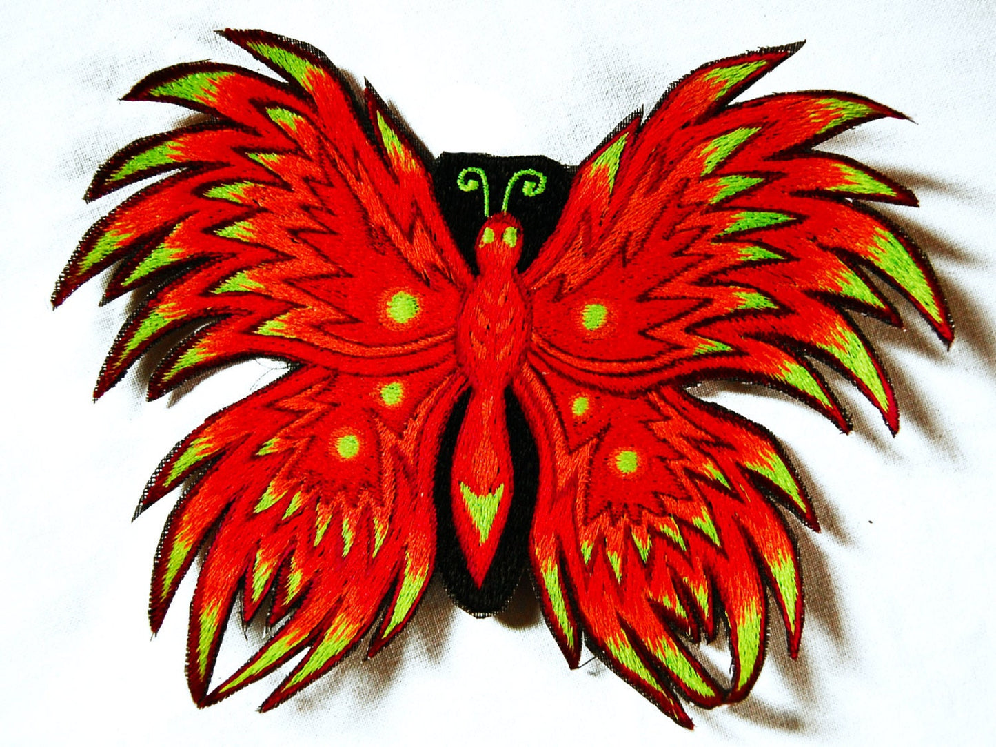 fire butterfly patch medium size blacklight active goa hippie