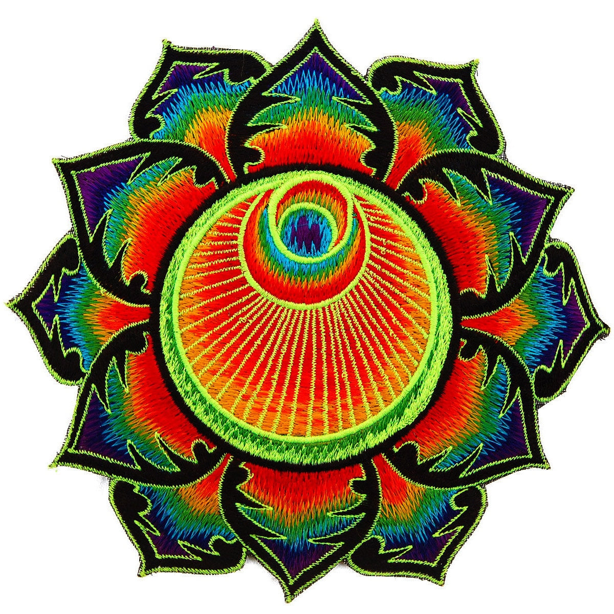 The Angel crop circle T-Shirt rainbow mandala blacklight handmade embroidery no print goa t-shirt