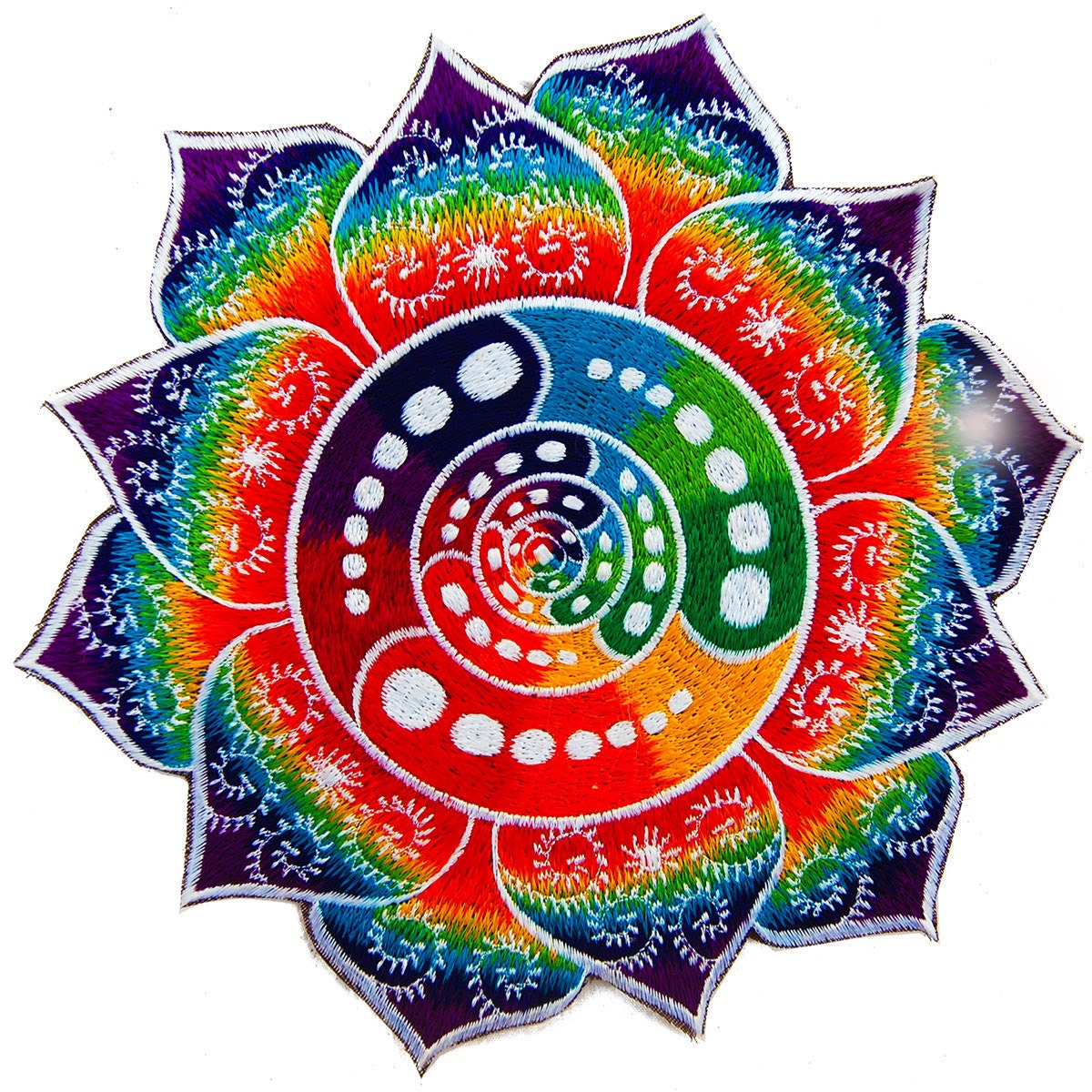 Attributes crop circle T-Shirt rainbow fractal mandala blacklight handmade embroidery no print goa t-shirt