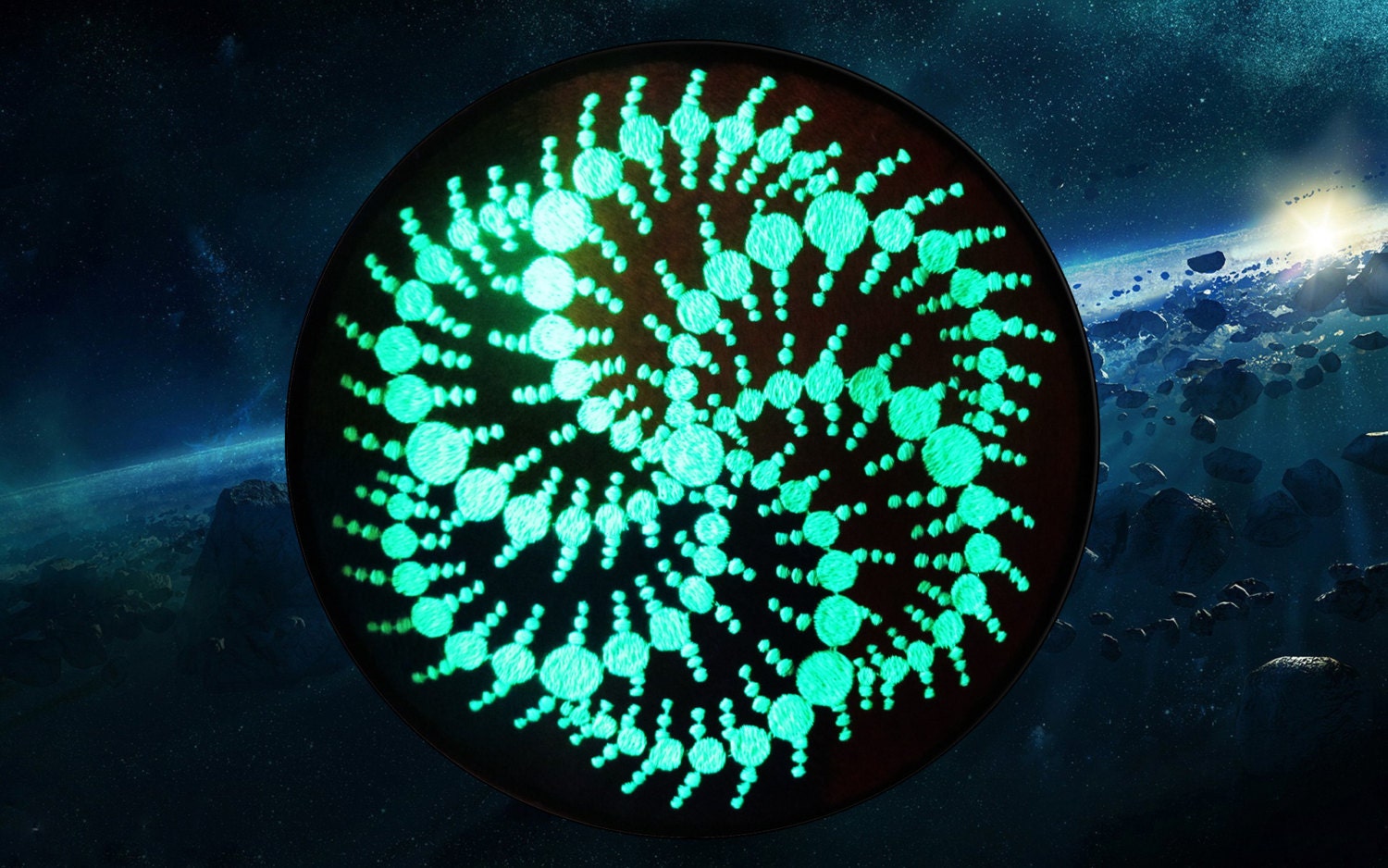 Milk Hill blacklight crop circle rainbow fractal art patch