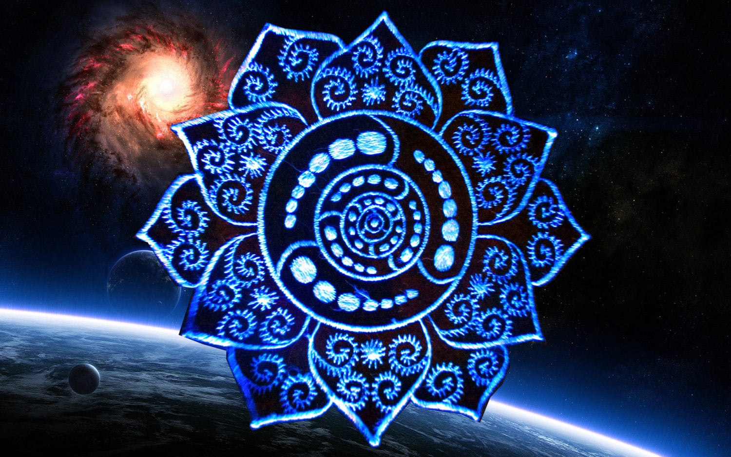 Attributes crop circle rainbow fractal art patch